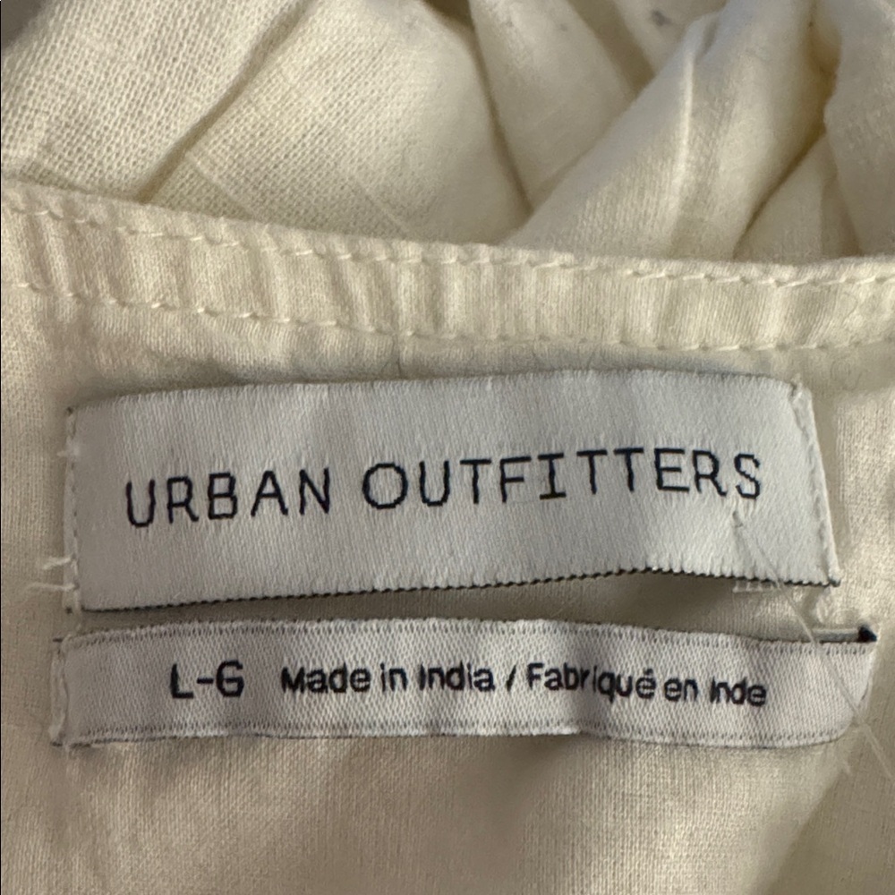 URBAN OUTFITTERS Cream White Sleeveless Mini Dress Boho Bohemian L Vacation - Picture 5 of 6